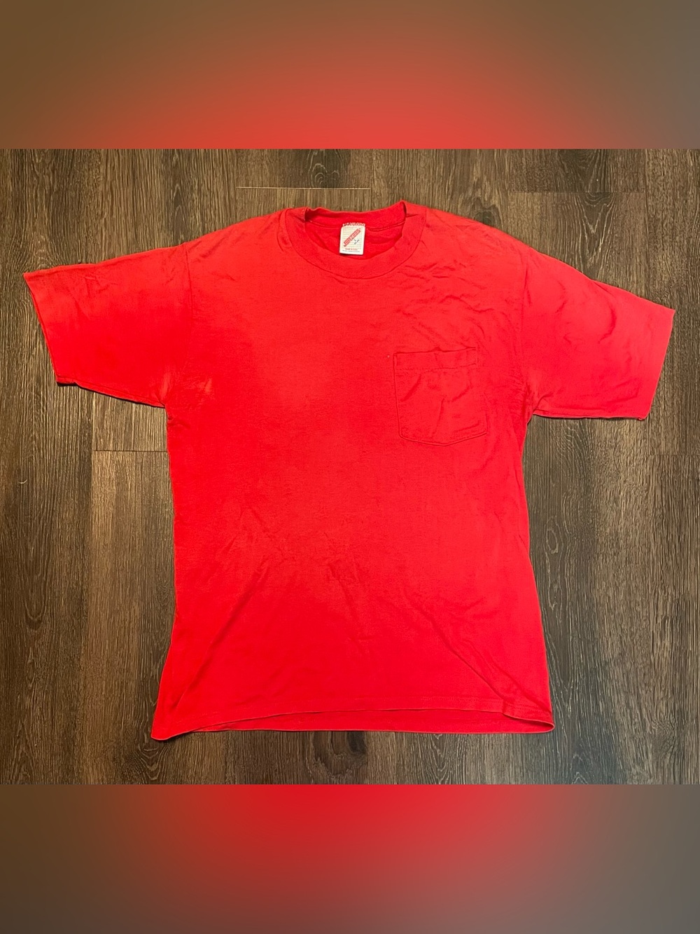 Vintage Jerzees Blank T Shirt Large/XL Red Cotton Single Pocket Short Sleeve USA